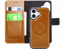 CaseMania 2in1 Leather Bookcase Tan - iPhone 17 Hoesje Leer