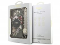 Guess Flower Wristlet MagSafe Case Zwart - iPhone 17 hoesje met Polsbandje