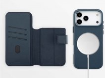 Accezz Leather 2in1 Bookcase MagSafe Blauw - iPhone 17 Pro Hoesje Leer