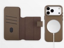 Accezz Leather 2in1 Bookcase MagSafe Bruin - iPhone 17 Pro Hoesje Leer