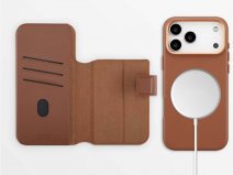 Accezz Leather 2in1 Bookcase MagSafe Cognac - iPhone 17 Pro Hoesje Leer