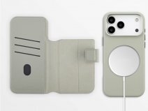 Accezz Leather 2in1 Bookcase MagSafe Grijs - iPhone 17 Pro Hoesje Leer