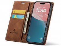 CaseMania Vintage Slim Bookcase Cognac - iPhone 17 Pro hoesje