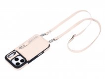 CaseMania Crossbody Wallet Case met Koord - iPhone 17 Pro Hoesje Beige