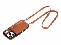 CaseMania Crossbody Wallet Case met Koord - iPhone 17 Pro Hoesje Cognac
