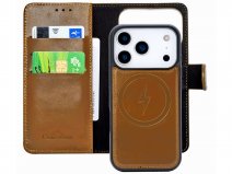 CaseMania 2in1 Leather Bookcase Tan - iPhone 17 Pro Hoesje Leer