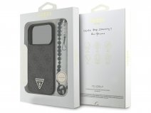 Guess Triangle Wristlet Monogram MagSafe Case Grijs - iPhone 17 Pro hoesje