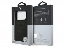 Mercedes-Benz iPhone 17 Pro hoesje - Heritage Logo Leather Case MagSafe Zwart