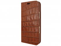 Piel Frama 2in1 Premium Leather Case Bruin Croco - iPhone 17 Pro hoesje