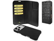Piel Frama 2in1 Premium Leather Case Zwart Croco - iPhone 17 Pro hoesje