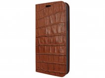Piel Frama Premium Leather Book Bruin Croco - iPhone 17 Pro hoesje