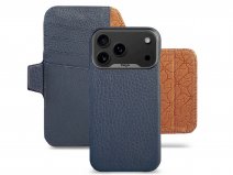 Vaja 2in1 V-Mag Leather Wallet Case MagSafe Donkerblauw - iPhone 17 Pro Hoesje Leer
