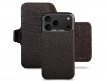 Vaja 2in1 V-Mag Leather Wallet Case MagSafe Zwart - iPhone 17 Pro Hoesje Leer
