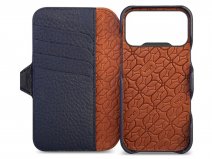 Vaja V-Mag Leather Wallet Case MagSafe Donkerblauw - iPhone 17 Pro Hoesje Leer