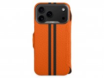 Vaja V-Mag Leather Wallet Case MagSafe Oranje/Zwart - iPhone 17 Pro Hoesje Leer