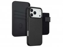 Accezz Leather 2in1 Bookcase MagSafe Zwart - iPhone 17 Pro Max Hoesje Leer