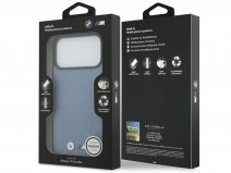BMW M iPhone 17 Pro Max hoesje - Stitched Leather Case met MagSafe Blauw
