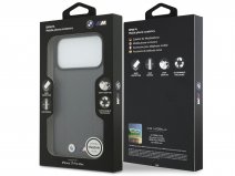 BMW M iPhone 17 Pro Max hoesje - Stitched Leather Case met MagSafe Grijs