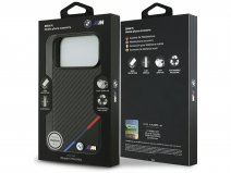 BMW M Tricolor iPhone 17 Pro Max hoesje - Carbon look Case met MagSafe