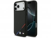 BMW M Tricolor iPhone 17 Pro Max hoesje - Carbon look Case met MagSafe
