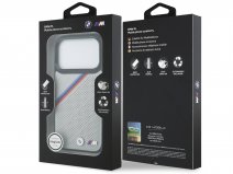 BMW M Tricolor iPhone 17 Pro Max hoesje Grijs - Perforated Leather Case met MagSafe