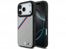 BMW M Tricolor iPhone 17 Pro Max hoesje Grijs - Perforated Leather Case met MagSafe