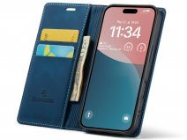 CaseMania Vintage Slim Bookcase Donkerblauw - iPhone 17 Pro Max hoesje