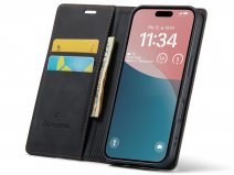 CaseMania Vintage Slim Bookcase Zwart - iPhone 17 Pro Max hoesje