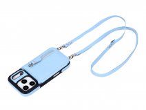 CaseMania Crossbody Wallet Case met Koord - iPhone 17 Pro Max Hoesje Lichtblauw