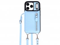 CaseMania Crossbody Wallet Case met Koord - iPhone 17 Pro Max Hoesje Lichtblauw