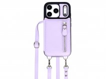 CaseMania Crossbody Wallet Case met Koord - iPhone 17 Pro Max Hoesje Lila