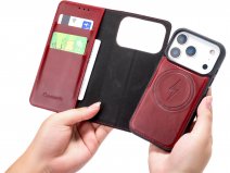 CaseMania 2in1 Leather Bookcase Rood - iPhone 17 Pro Max Hoesje Leer