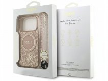 Guess Floral Wristlet Charm Case Roze - iPhone 17 Pro Max hoesje met Polsbandje