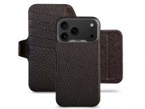 Vaja 2in1 V-Mag Leather Wallet Case MagSafe Zwart - iPhone 17 Pro Max Hoesje Leer