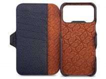 Vaja V-Mag Leather Wallet Case MagSafe Donkerblauw - iPhone 17 Pro Max Hoesje Leer