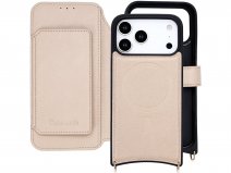 CaseMania 2in1 Bookcase met Koord en Minibag - iPhone 18 Pro Hoesje Beige
