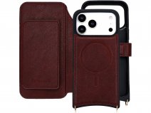 CaseMania 2in1 Bookcase met Koord en Minibag - iPhone 18 Pro Hoesje Bordeaux