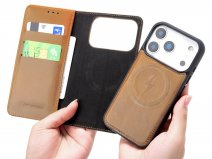 CaseMania 2in1 Leather Bookcase Tan - iPhone 18 Pro Hoesje Leer