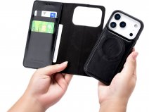 CaseMania 2in1 Leather Bookcase Zwart - iPhone 18 Pro Hoesje Leer