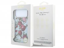 Guess Floral MagSafe Case Lichtblauw - iPhone 18 Pro/17 Pro hoesje
