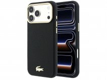 Lacoste Leather MagSafe Case Zwart - iPhone 18 Pro/17 Pro hoesje