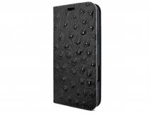 Piel Frama Premium Leather Book Ostrich Zwart - iPhone 18 Pro hoesje