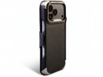 Vaja Buckler Leather Wallet Case MagSafe Zwart - iPhone 18 Pro Hoesje Leer