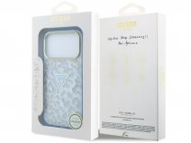 Guess Leopard Glitter MagSafe Case Lichtblauw - iPhone 18 Pro Max/17 Pro Max hoesje