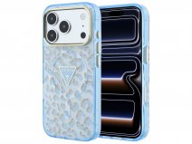 Guess Leopard Glitter MagSafe Case Lichtblauw - iPhone 18 Pro Max/17 Pro Max hoesje