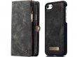 CaseMe 2in1 Wallet Ritsvak Case Zwart - iPhone SE/8/7 Hoesje