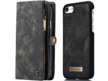 CaseMe 2in1 Wallet Ritsvak Case Zwart - iPhone SE/8/7 Hoesje