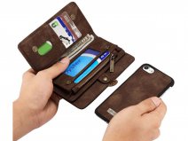 CaseMe 2in1 Wallet Ritsvak Case Bruin - iPhone SE/8/7 Hoesje