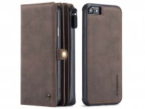 CaseMe Multi Wallet Ritsvak Case Bruin - iPhone SE/8/7 Hoesje