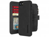 CaseMania 2in1 Wallet Ritsvak Case Zwart - iPhone SE/8/7 Hoesje